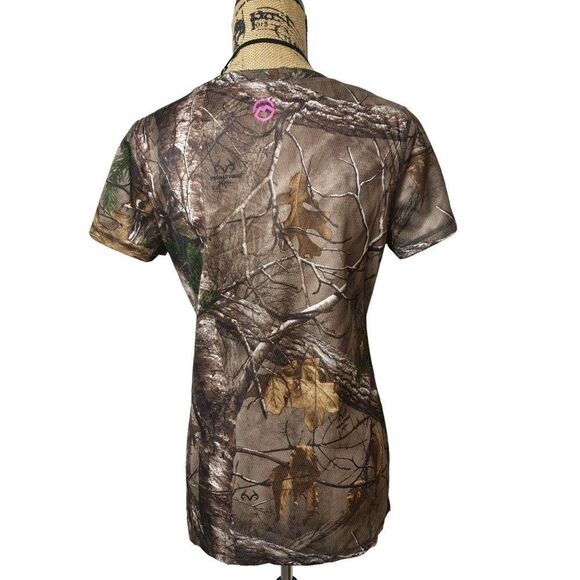 Magellan Womens Camo Tee M RealTree Edge Pink Logo Outdoors Hunting Top Nature - Picture 4 of 6
